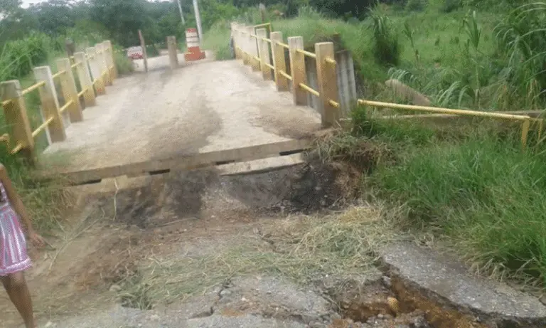 Ponte na Várzea Alegre interditada devido às chuvas dos últimos dias