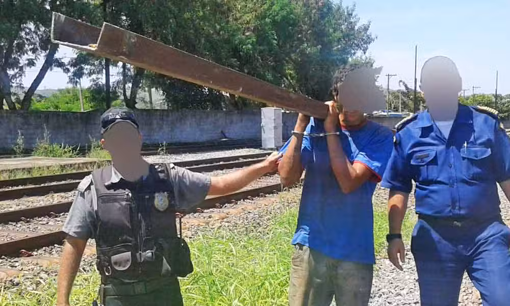 Guarda Civil de Cruzeiro prende ladrão roubando longarina