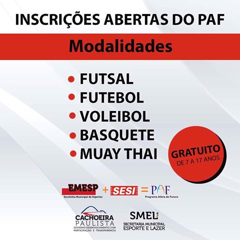 Programa Atletas do Futuro de Cachoeira Paulista abre inscrições