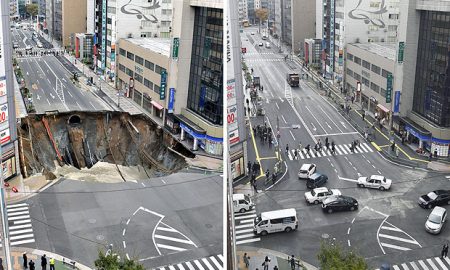 Em 48h de obras:  Japão choca o mundo com reforma de buraco de 30m em avenida