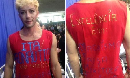 De vestido e salto alto, aluno gay do ITA protesta na formatura em São José