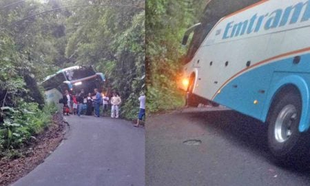 Ônibus fica preso na estrada Cunha/Paraty neste domingo (04/12)