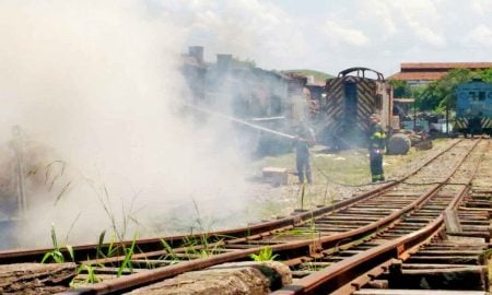 Vagão pega fogo próximo à antiga Estação de Cruzeiro; seis filhotes de cachorro estavam no local