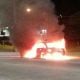 Carro pega fogo na Rio-Santos em Caraguatatuba