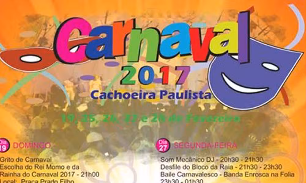 Confira a programação do carnaval de Cachoeira Paulista