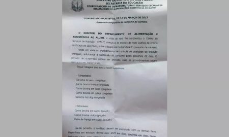 Após operação Carne Fraca, Secretaria de Educação de SP suspende temporariamente carne na merenda das escolas