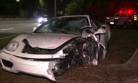 Motorista abandona Ferrari após acidente no Corredor Norte-Sul, em SP