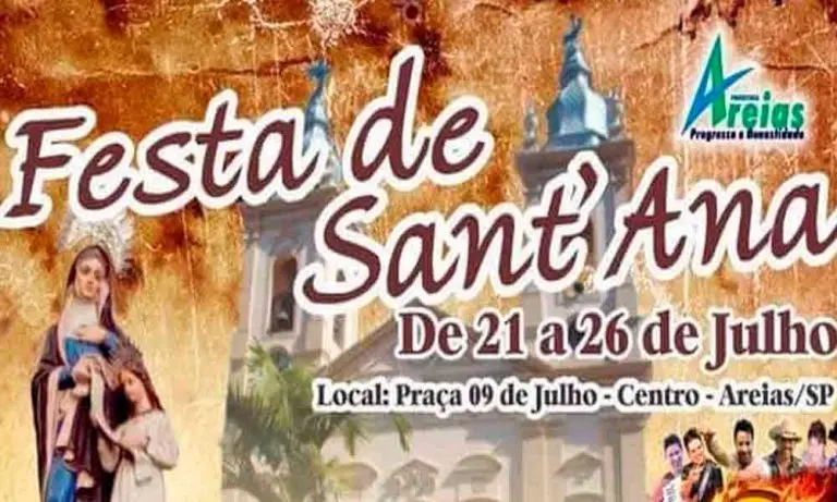 Areias realiza Festa de Sant’Ana de 21 a 26 de julho