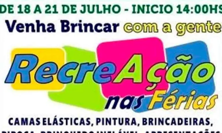 Cachoeira Paulista realiza recreação de férias de 18 a 21 de julho