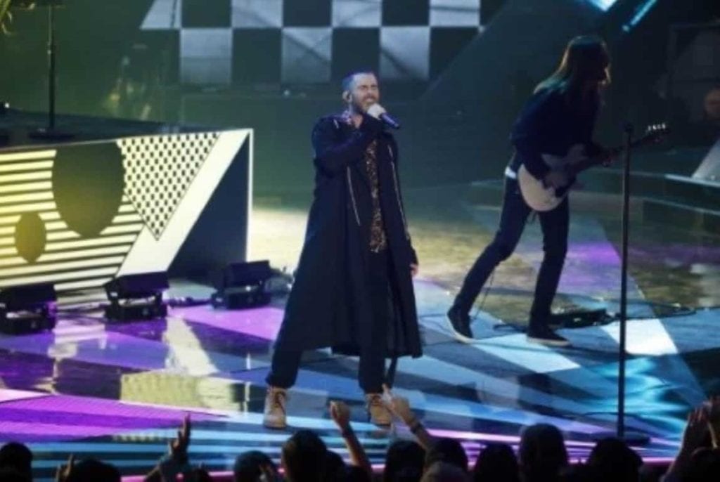 Adam Levine, do Maroon 5, no 2018 iHeartRadio Music Awards
