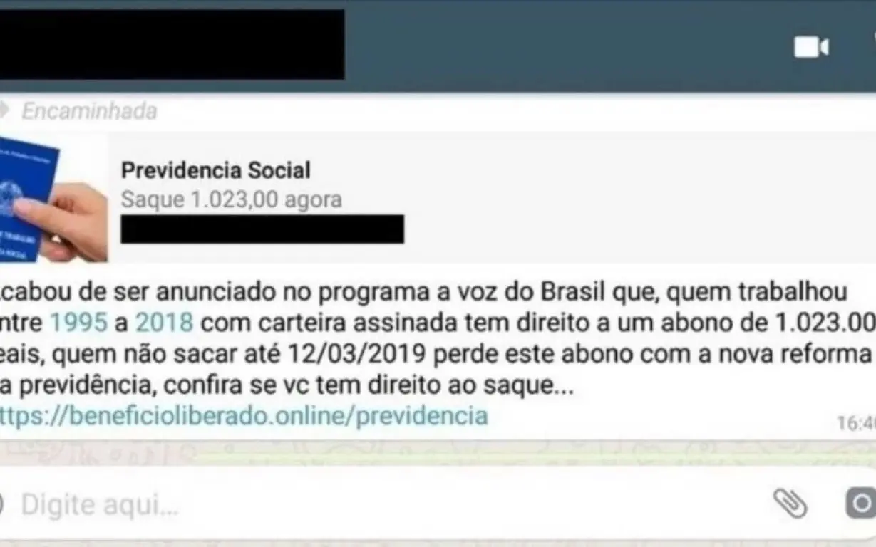 Golpe promete saque de abono de R$ 1.023 antes da reforma da Previdência; saiba como evitar