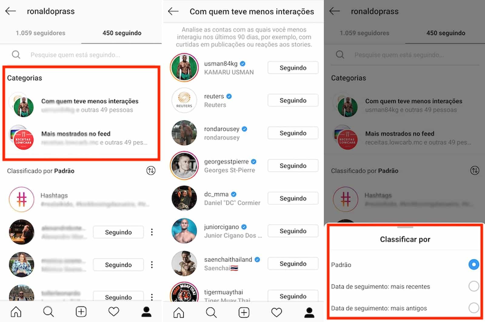 Instagram libera opção de visualizar contas com interação menos frequente