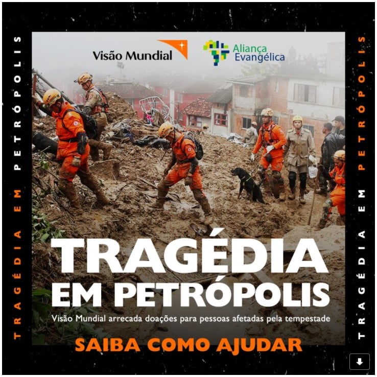 Petrópolis: ONG Visão Mundial realiza ação humanitária para ajudar vítimas dos deslizamentos