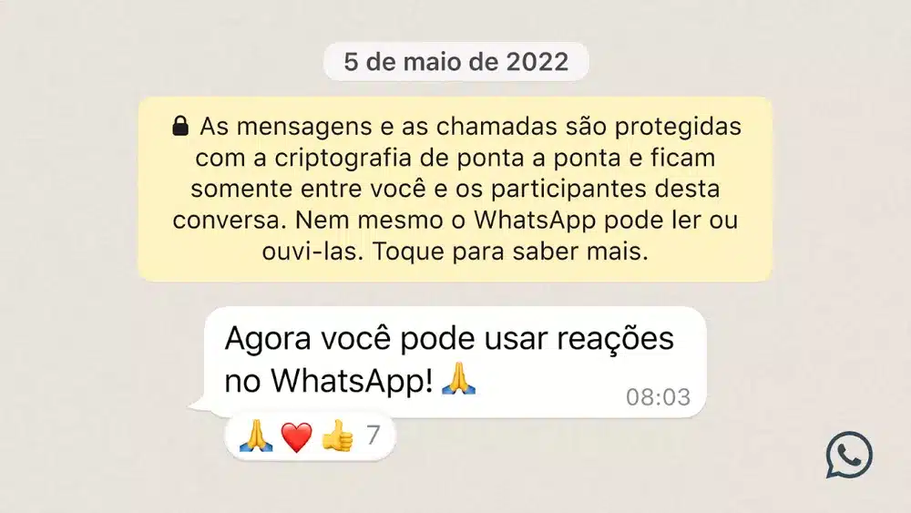 WhatsApp libera reações com emojis para todos