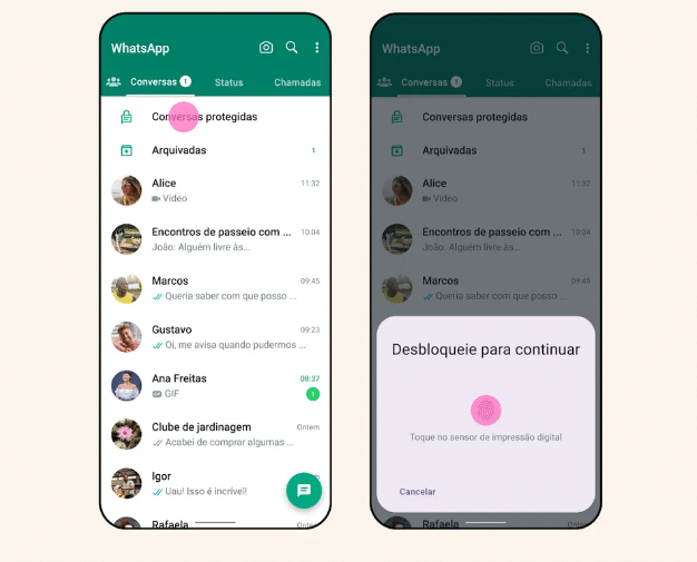 whatsapp biometria