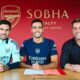 Mikel Arteta, Merino e Edu Gaspar, diretor esportivo do Arsenal