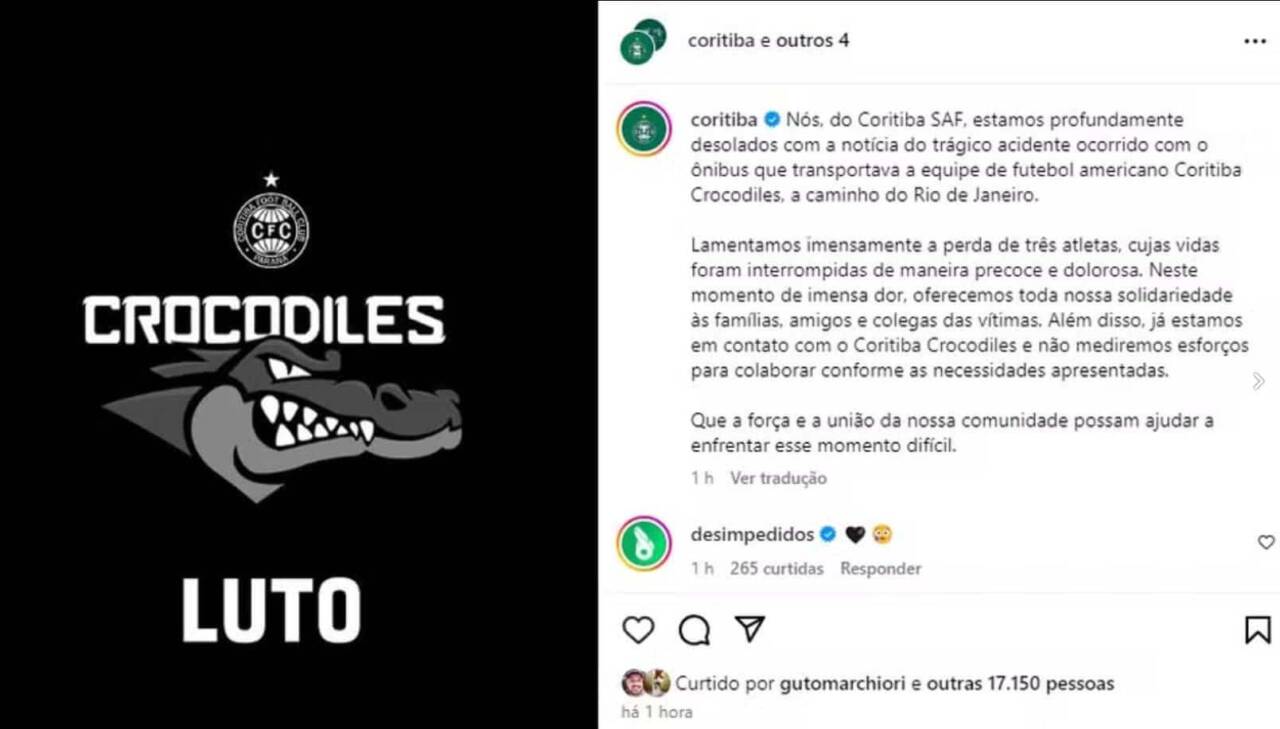 Tragédia na estrada: jogadores do Coritiba Crocodiles perdem a vida em acidente na Serra das Araras no Rio de Janeiro