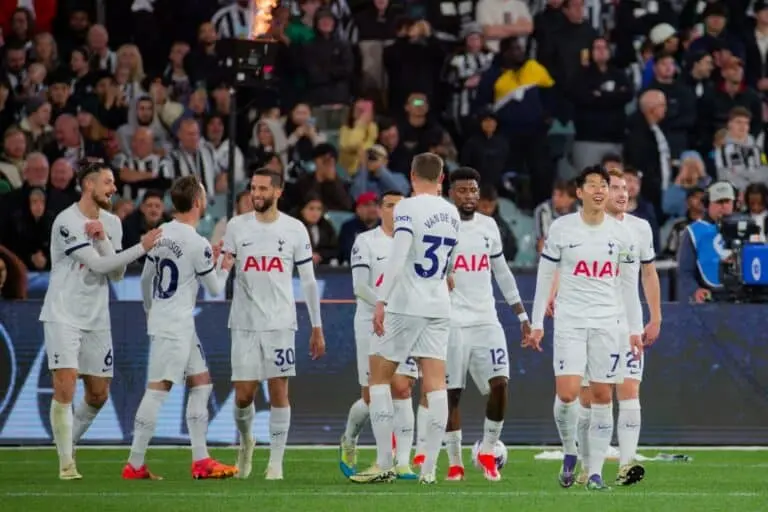 Tottenham,Players,Celebrate,After,Scoring,A,Goal,During,The,Exhibition