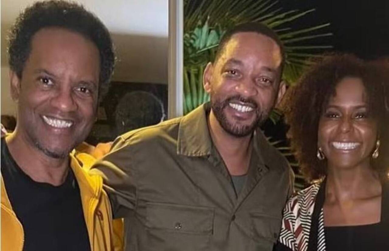 Maju Coutinho com Will Smith e o marido, Agostinho Paulo Moura