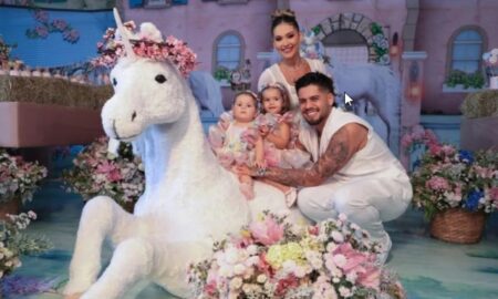 Virginia, Zé Felipe e suas filhas Maria Alice e Maria Flor