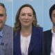 Candidatos à Prefeitura de Goiânia: Sandro Mabel (UB), Adriana Accorsi (PT) e Fred Rodrigues (PL) — Foto: Reprodução/TV Anhanguera