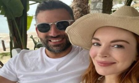 Lindsay Lohan com o marido Bader Shammas