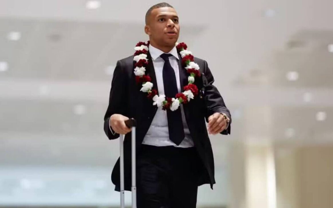 Mbappé na chegada do Real Madrid ao Catar