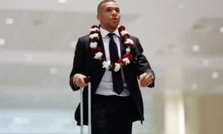 Mbappé na chegada do Real Madrid ao Catar