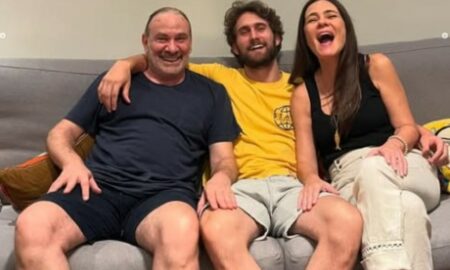 Adriana Esteves com filho e ex-marido