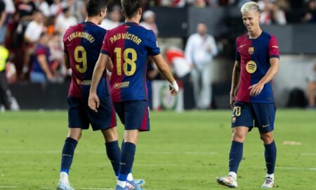 Dani Olmo, Pau Victor e Lewandowski Barcelona