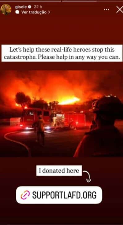 Gisele Bundchen sobre os incêndios em Los Angeles