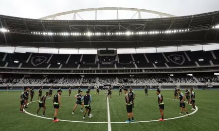 Jogadores do Botafogo treinam no Nilton Santos