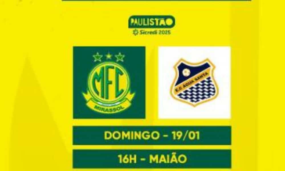 Onde assistir ao vivo Mirassol x Água Santa pelo Paulistão 2025