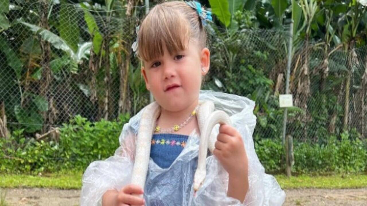 Filha de Virginia Fonseca encanta com coragem ao segurar cobra em safári