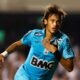 Neymar com a camisa azul do Santos