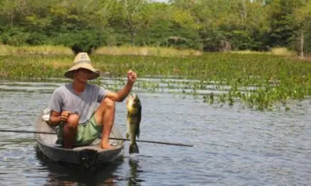 Pescador em rio em Prainha, no Pará