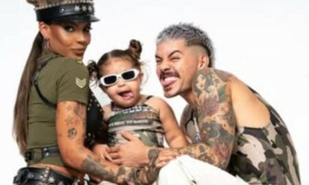 Tays Reis com filha e Biel