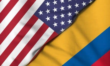 flags of the United States and Colombia