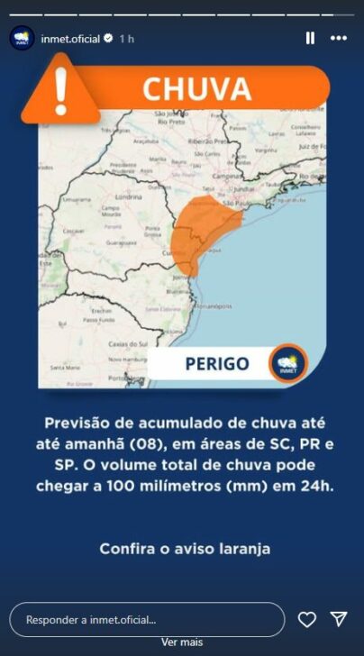 Alerta laranja chuva SC