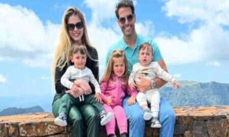 Bárbara Evans com marido e filhos