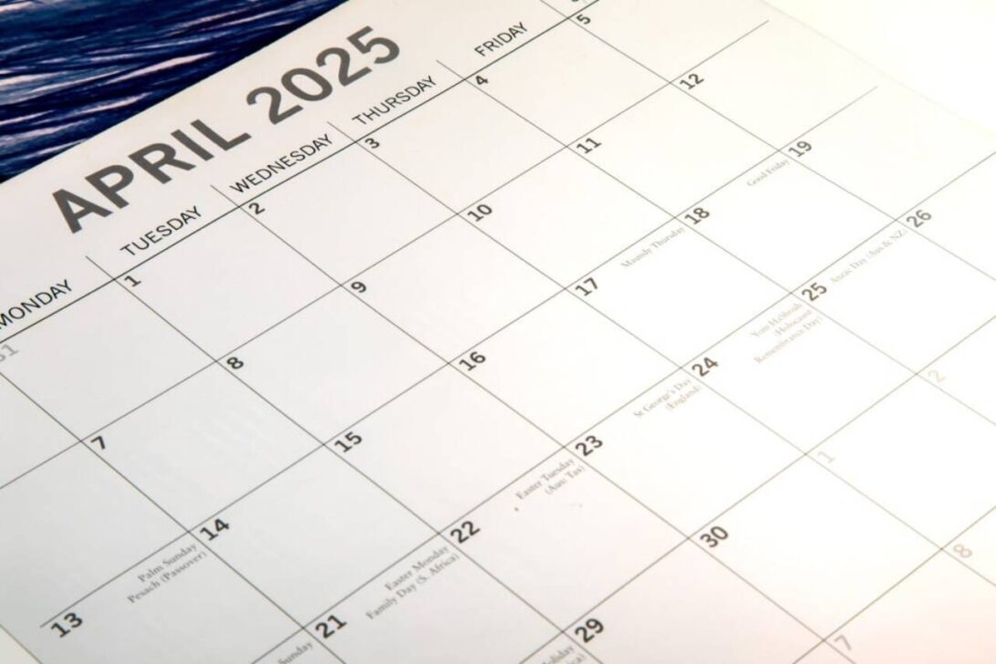 Calendário abril de 2025
