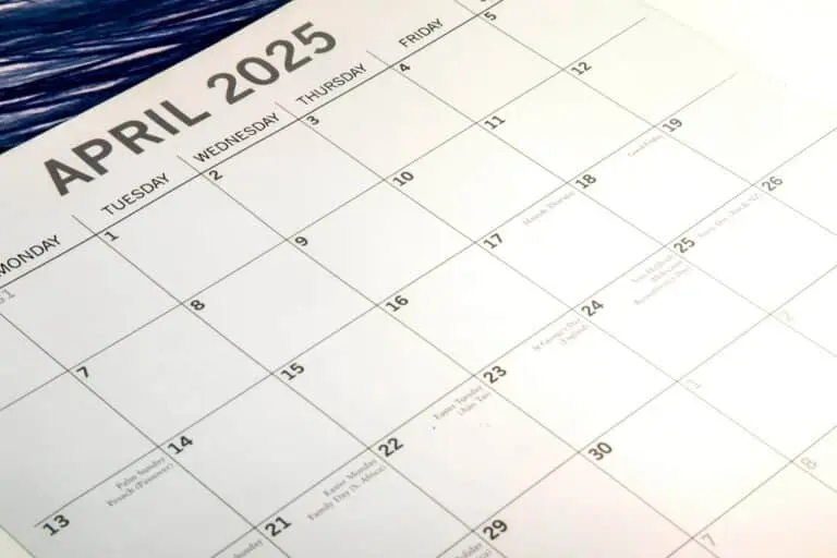 Calendário abril de 2025