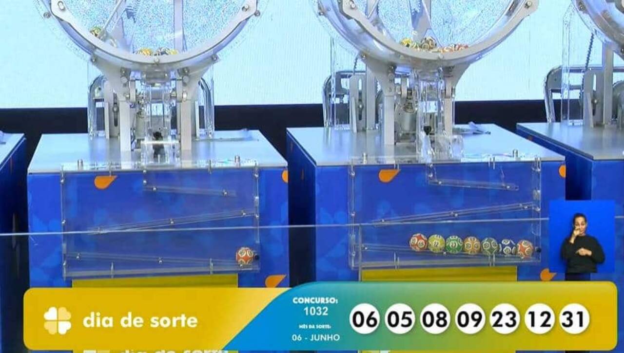 Dia de Sorte 1032 sorteia R$ 350 mil com os números 06, 05, 08, 09, 23, 12, 31 e Mês da Sorte Junho