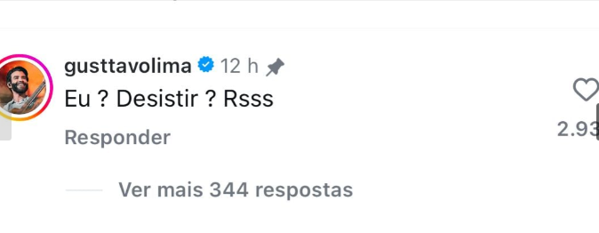 Gusttavo Lima em resposta sobre desistência da candidatura