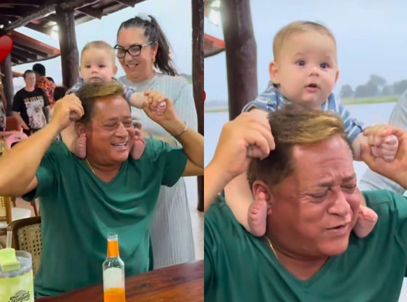 Leonardo com o neto José Leonardo