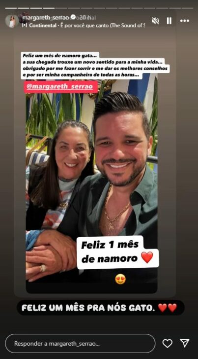 Margareth Serrão e Danilo Nascimento comemoram 1 mês de namoro
