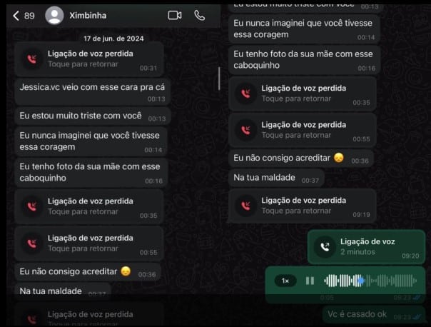 Prints WhatsApp da cantora Jéssica