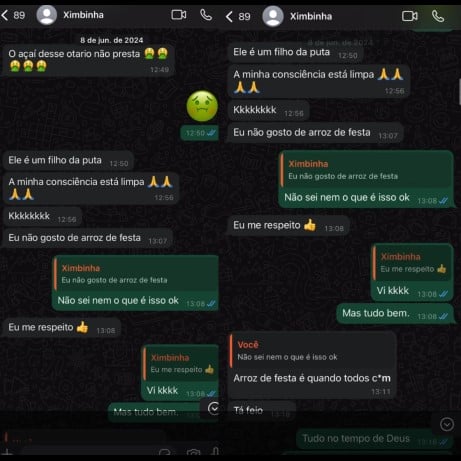 Prints WhatsApp da cantora Jéssica