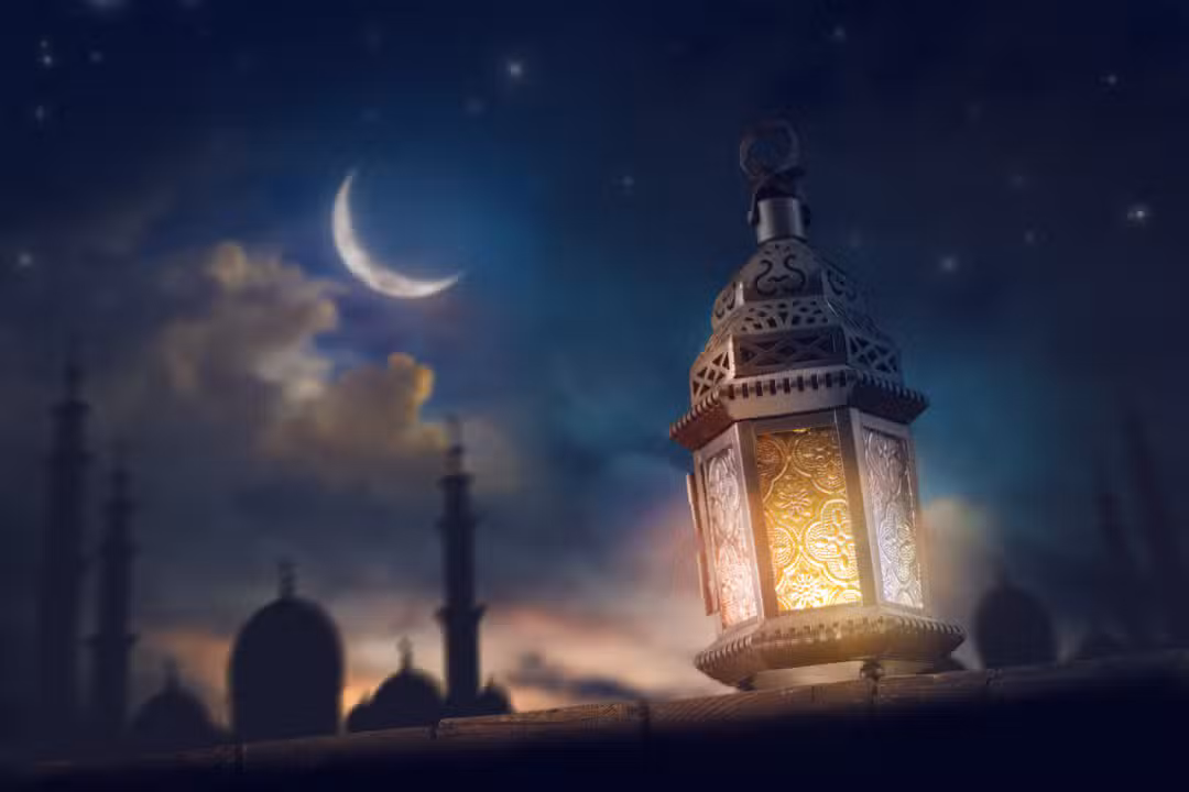 Ornamental,Arabic,Lantern,With,Burning,Candle,Glowing,At,Night.,Festive