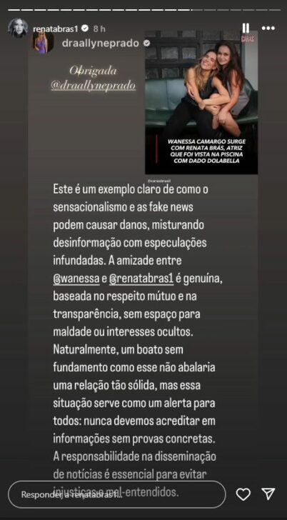 Renata Bras junto com Wanessa Camargo após rumores